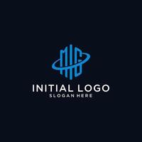 MG initial monogram logo with hexagonal shape and swoosh design vector