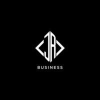 JR initial monogram with rhombus shape logo design vector