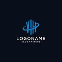 VH initial monogram logo with hexagonal shape and swoosh design vector