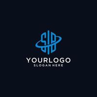 SB initial monogram logo with hexagonal shape and swoosh design vector