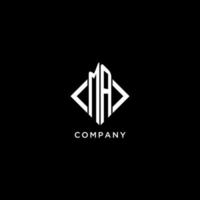 MA initial monogram with rhombus shape logo design vector