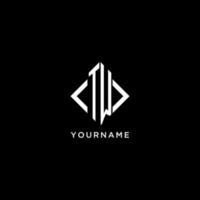 TW initial monogram with rhombus shape logo design vector