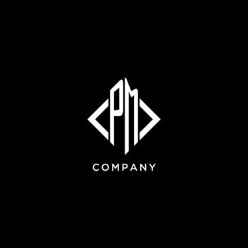 PM initial monogram with rhombus shape logo design vector