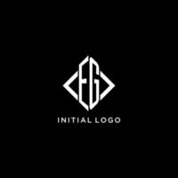 EG initial monogram with rhombus shape logo design vector