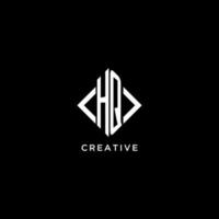HQ initial monogram with rhombus shape logo design vector