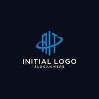 RT initial monogram logo with hexagonal shape and swoosh design vector