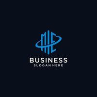 ME initial monogram logo with hexagonal shape and swoosh design vector