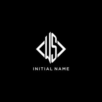 monograma inicial ws con diseño de logotipo en forma de rombo vector