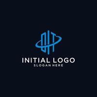 DT initial monogram logo with hexagonal shape and swoosh design vector