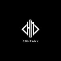 HM initial monogram with rhombus shape logo design vector