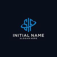 SF initial monogram logo with hexagonal shape and swoosh design vector