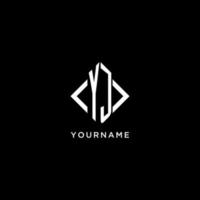 YJ initial monogram with rhombus shape logo design vector