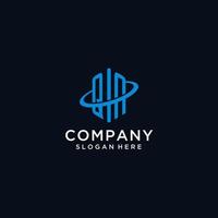 QN initial monogram logo with hexagonal shape and swoosh design vector