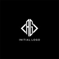 RG initial monogram with rhombus shape logo design vector