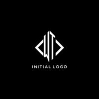 WT initial monogram with rhombus shape logo design vector
