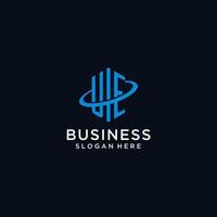 UE initial monogram logo with hexagonal shape and swoosh design vector