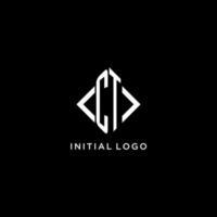 monograma inicial ct con diseño de logotipo en forma de rombo vector