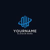 OW initial monogram logo with hexagonal shape and swoosh design vector