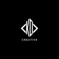 KD initial monogram with rhombus shape logo design vector