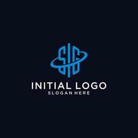 SG initial monogram logo with hexagonal shape and swoosh design vector
