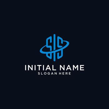 logotipo de monograma inicial ss con forma hexagonal y diseño de swoosh vector