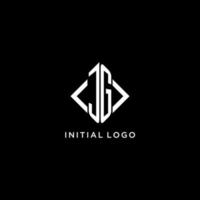 monograma inicial jg con diseño de logotipo en forma de rombo vector