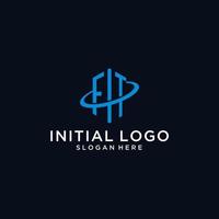 FT initial monogram logo with hexagonal shape and swoosh design vector