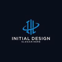 IL initial monogram logo with hexagonal shape and swoosh design vector