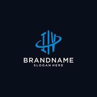 IV initial monogram logo with hexagonal shape and swoosh design vector