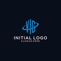 VG initial monogram logo with hexagonal shape and swoosh design vector