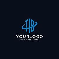 TB initial monogram logo with hexagonal shape and swoosh design vector