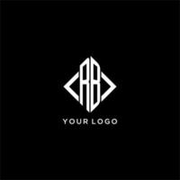 RB initial monogram with rhombus shape logo design vector