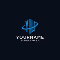 YW initial monogram logo with hexagonal shape and swoosh design vector
