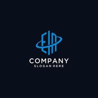 EN initial monogram logo with hexagonal shape and swoosh design vector
