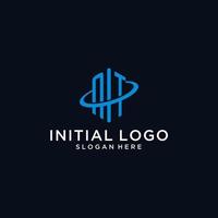 NT initial monogram logo with hexagonal shape and swoosh design vector