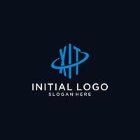 XT initial monogram logo with hexagonal shape and swoosh design vector
