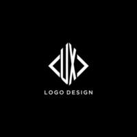 UX initial monogram with rhombus shape logo design vector