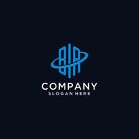 BA initial monogram logo with hexagonal shape and swoosh design vector