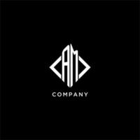 AM initial monogram with rhombus shape logo design vector