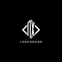 NX initial monogram with rhombus shape logo design vector