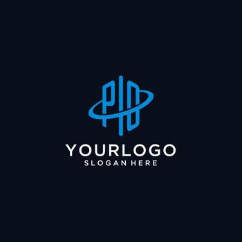 PO initial monogram logo with hexagonal shape and swoosh design vector