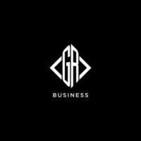 GR initial monogram with rhombus shape logo design vector