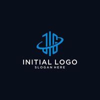 JG initial monogram logo with hexagonal shape and swoosh design vector