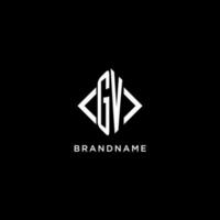 GV initial monogram with rhombus shape logo design vector