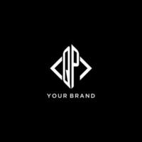 QP initial monogram with rhombus shape logo design vector