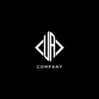 UA initial monogram with rhombus shape logo design vector