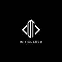 OT initial monogram with rhombus shape logo design vector