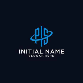 PS initial monogram logo with hexagonal shape and swoosh design vector