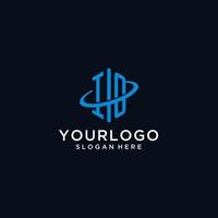 IO initial monogram logo with hexagonal shape and swoosh design vector