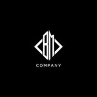 BM initial monogram with rhombus shape logo design vector